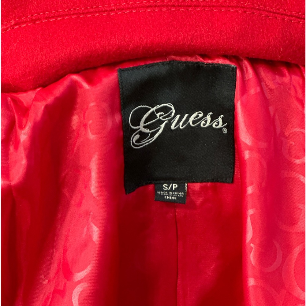 Nwnot Guess Red Wool Blend Button Front Overcoat … - image 3